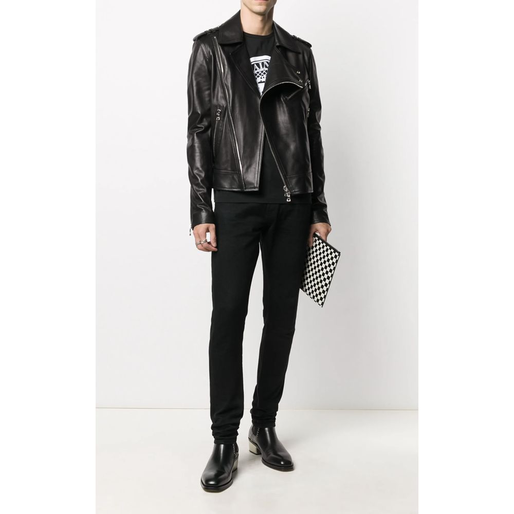 Balmain Schwarze Lederjacke