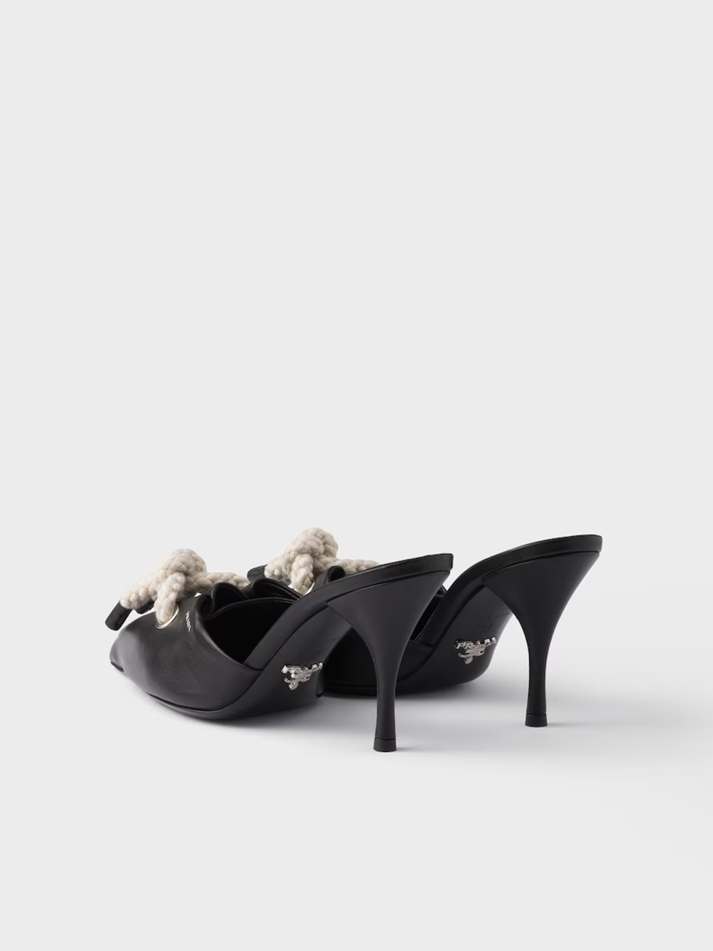 Prada Schwarze Nappaleder-Sandalen mit Seilzug