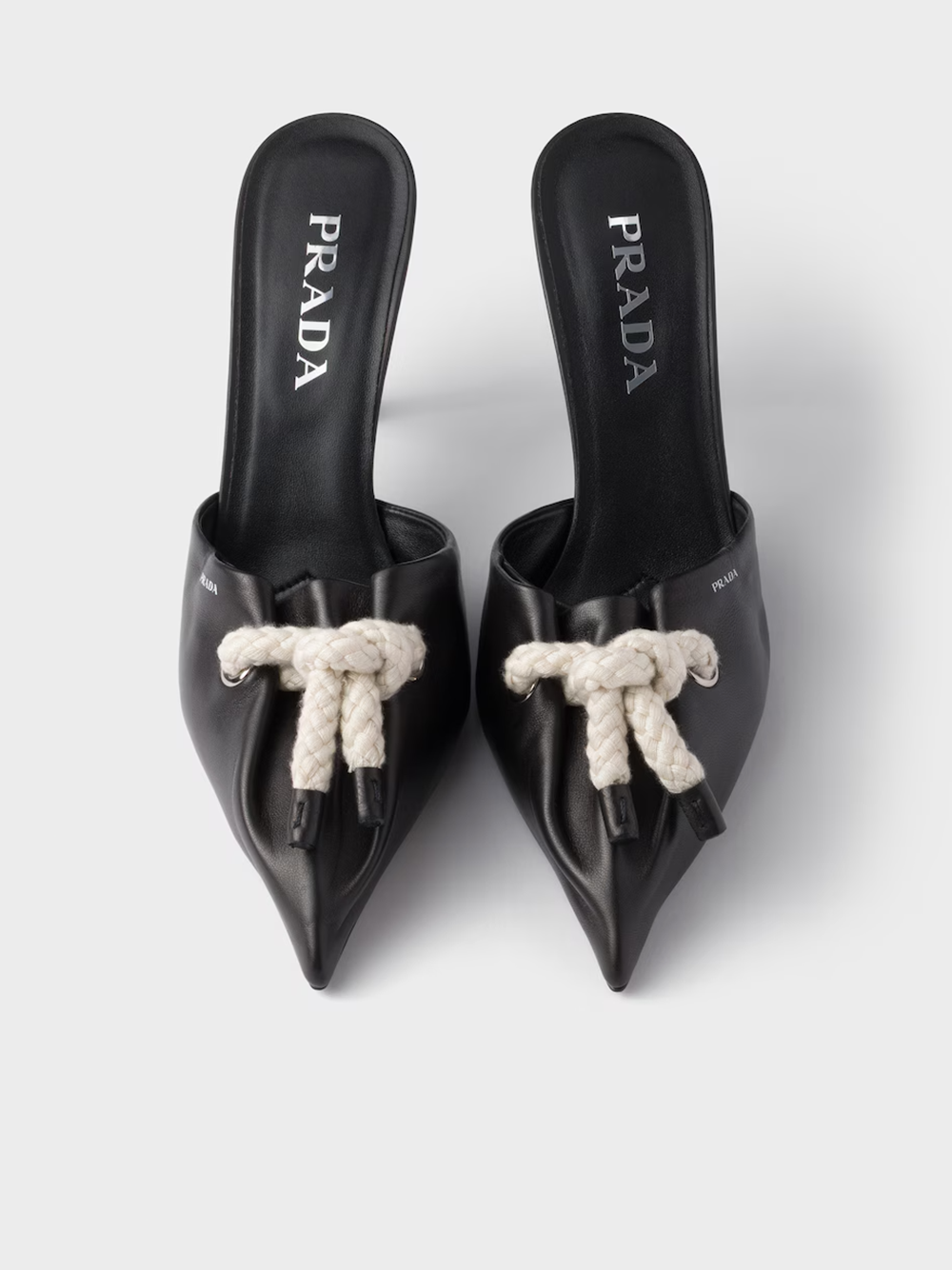 Prada Schwarze Nappaleder-Sandalen mit Seilzug