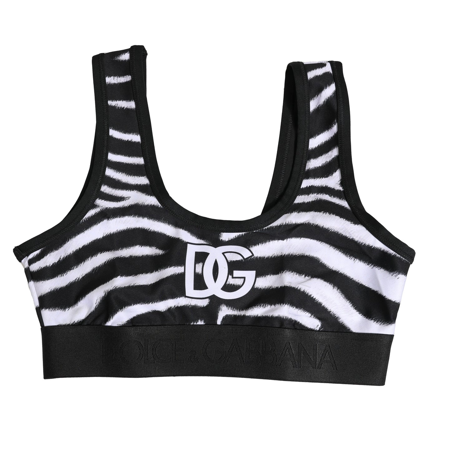 Dolce & Gabbana Schwarz Weiß Baumwolle Logo Sport-BH Unterwäsche