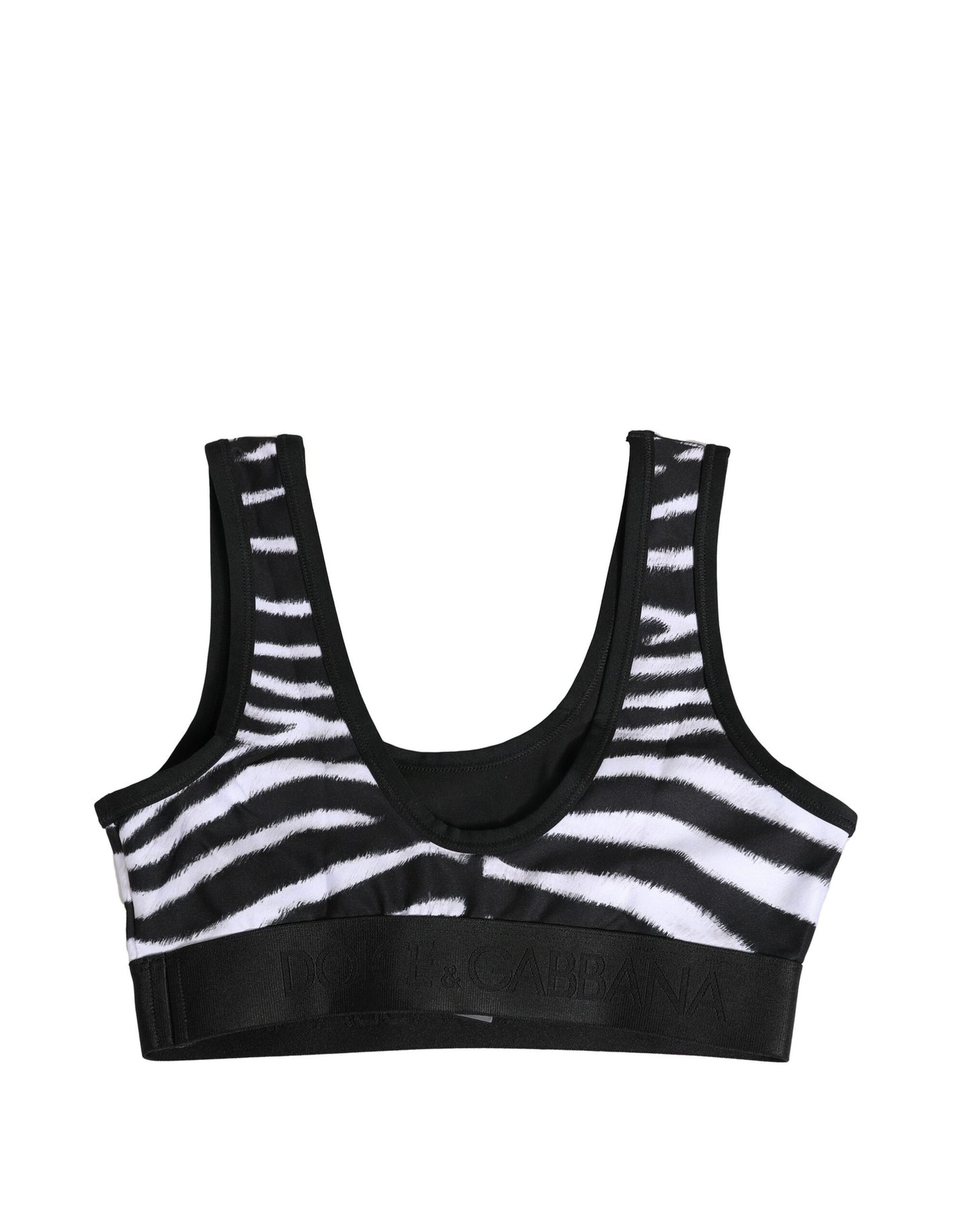 Dolce & Gabbana Schwarz Weiß Baumwolle Logo Sport-BH Unterwäsche