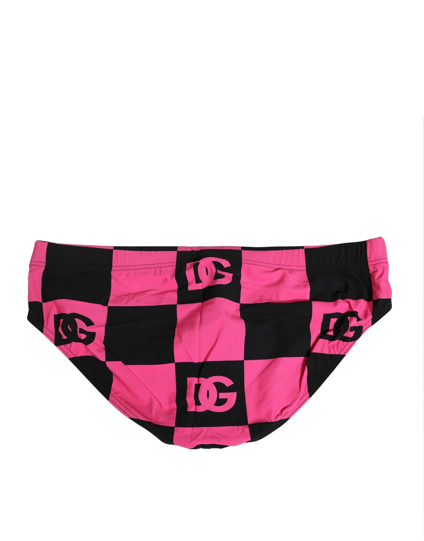 Dolce & Gabbana Schwarz Rosa Nylon Logo Beachwear Brief Bademode