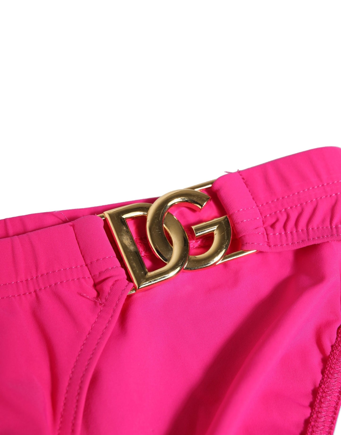 Dolce & Gabbana Rosa Nylon Gold Logo Beachwear Brief Bademode