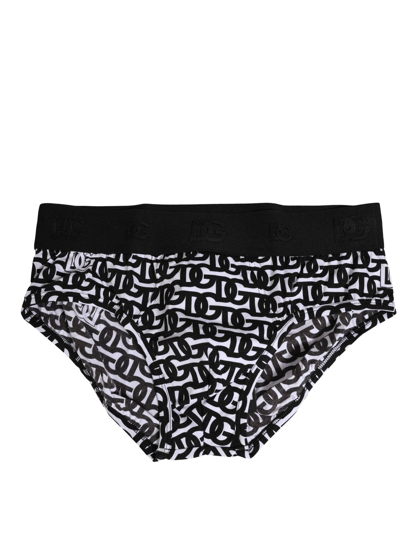 Dolce & Gabbana Schwarzer weißer Baumwoll-Logo-Print Slip Unterwäsche