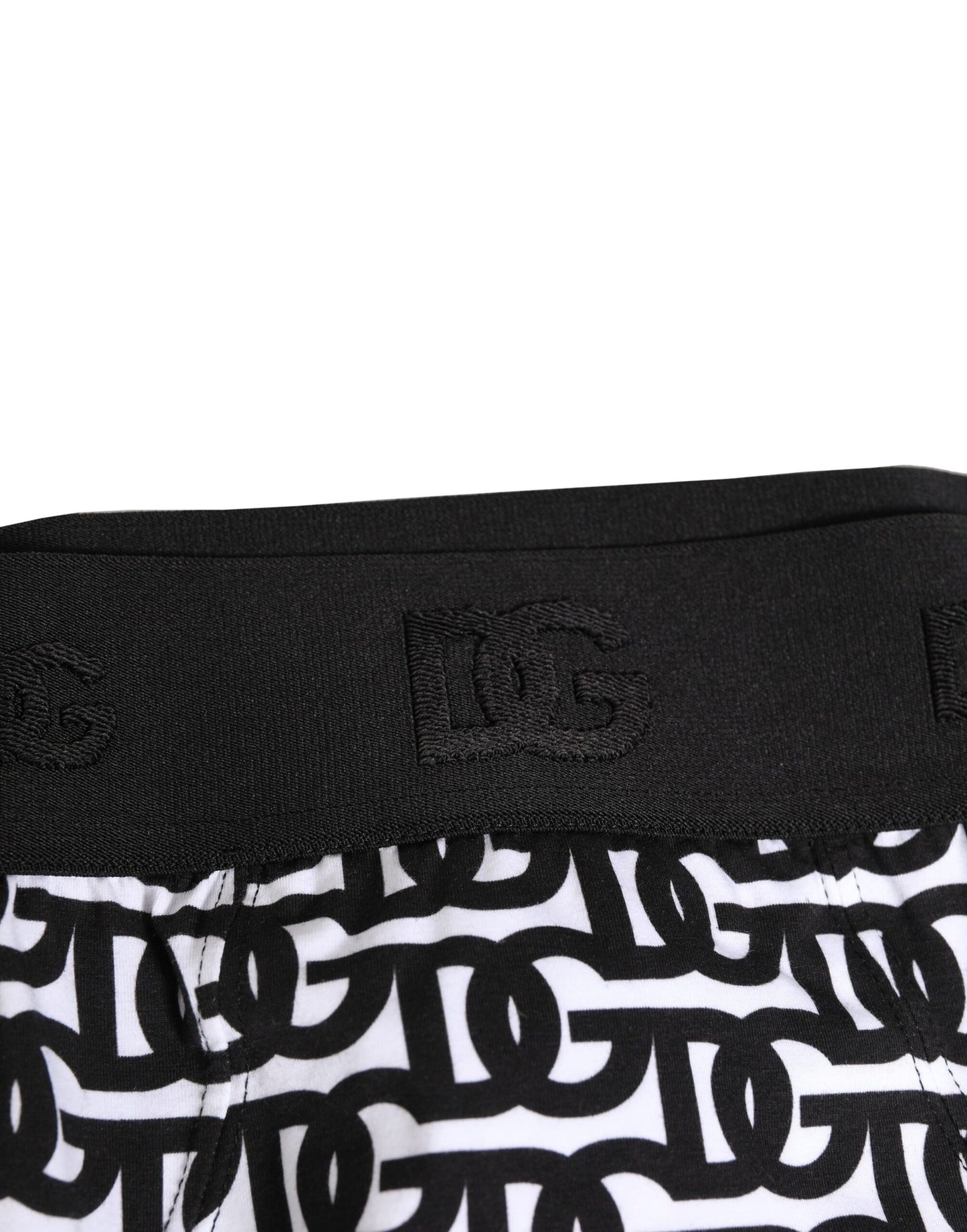 Dolce & Gabbana Schwarzer weißer Baumwoll-Logo-Print Slip Unterwäsche