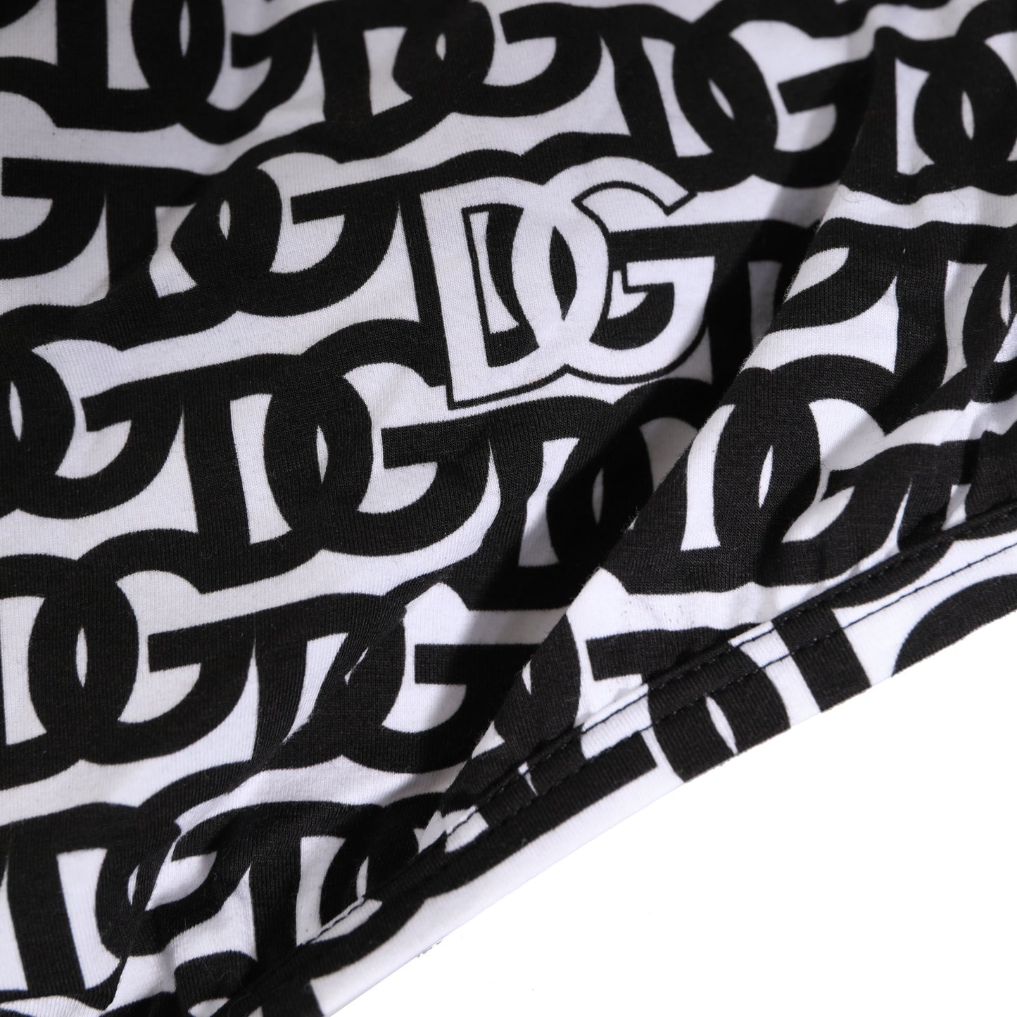 Dolce & Gabbana Schwarzer weißer Baumwoll-Logo-Print Slip Unterwäsche