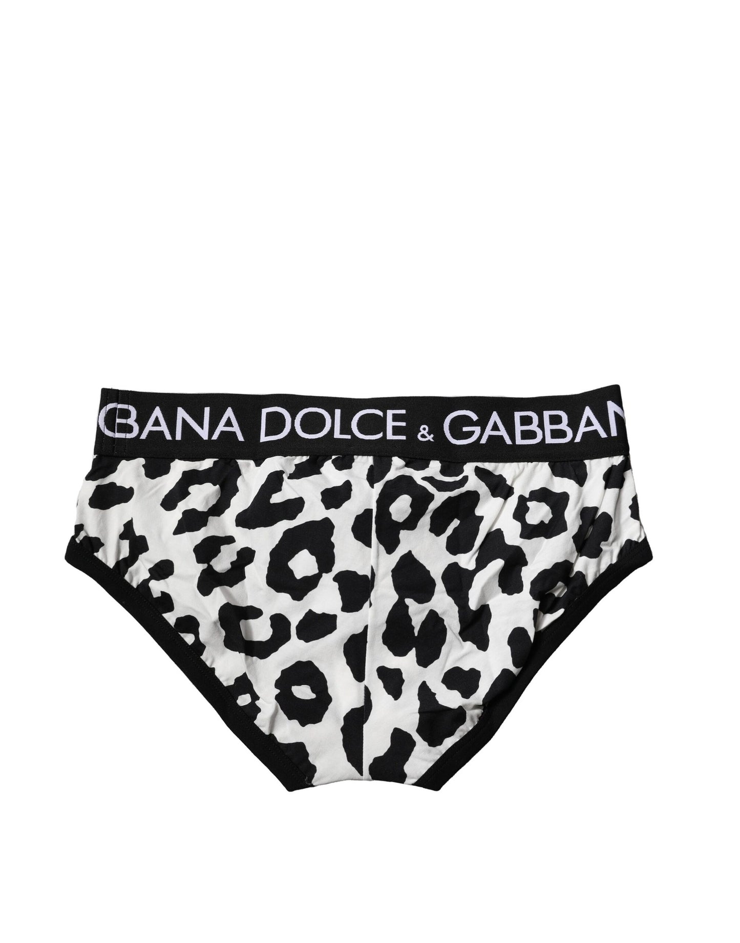Dolce & Gabbana Schwarz Weiß Baumwolle Leopard Männer Slip Unterwäsche