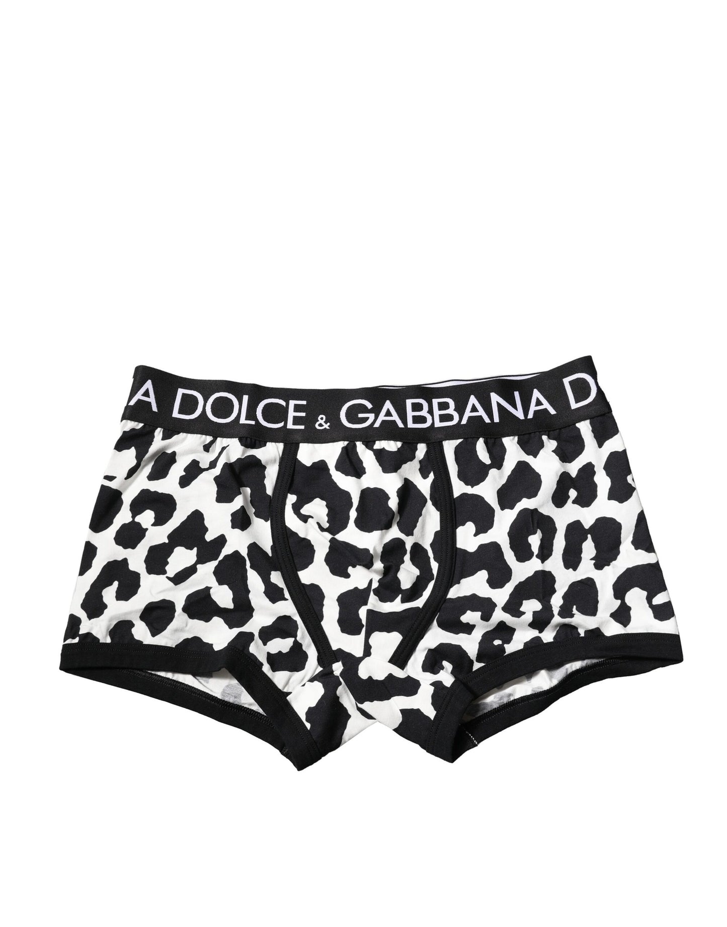 Dolce & Gabbana Schwarz Weiß Leopard Print Logo Boxer Unterwäsche