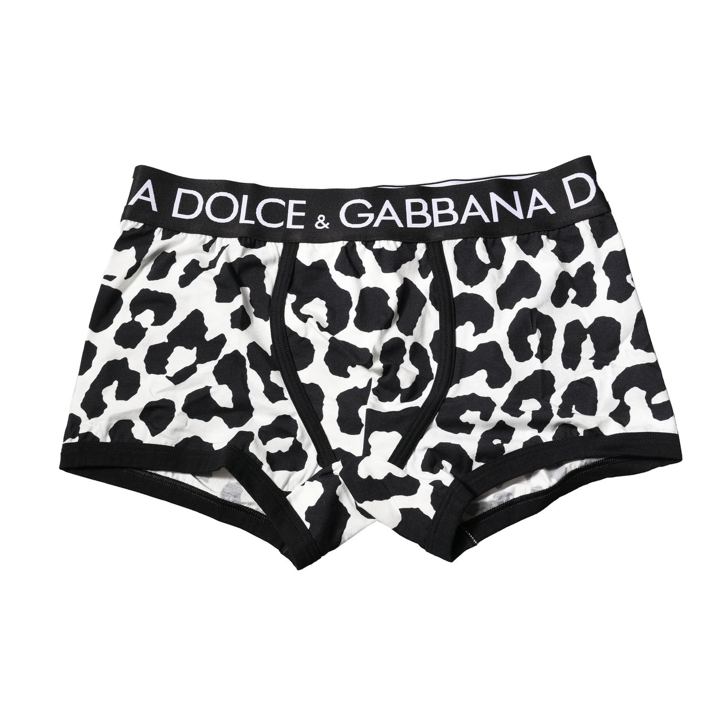 Dolce & Gabbana Schwarz Weiß Leopard Print Logo Boxer Unterwäsche
