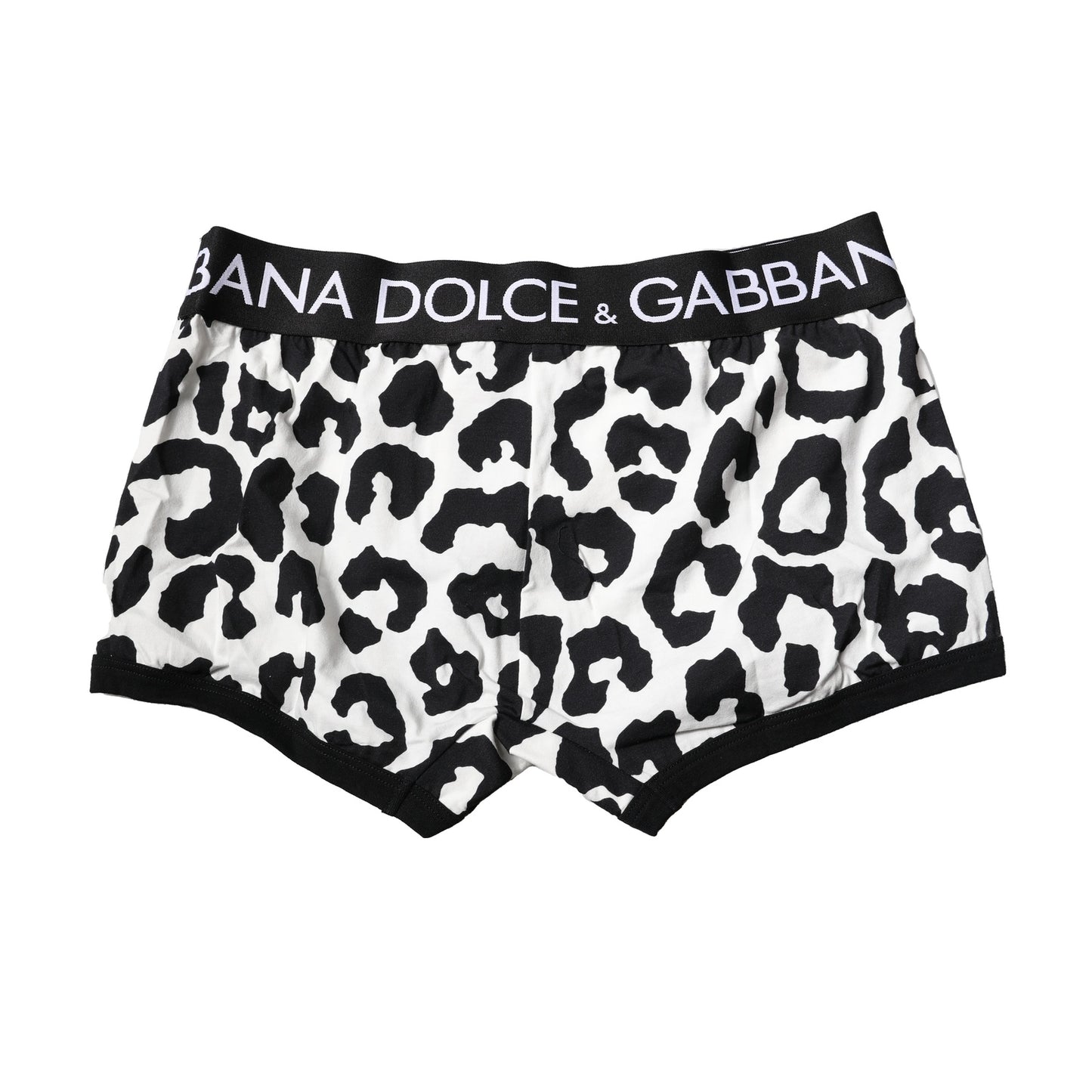 Dolce & Gabbana Schwarz Weiß Leopard Print Logo Boxer Unterwäsche