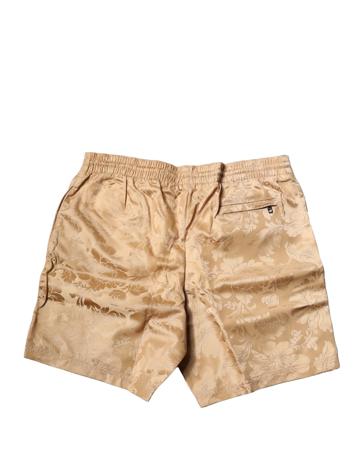Dolce & Gabbana Brown Floral Jacquard Beachwear Shorts Bademode