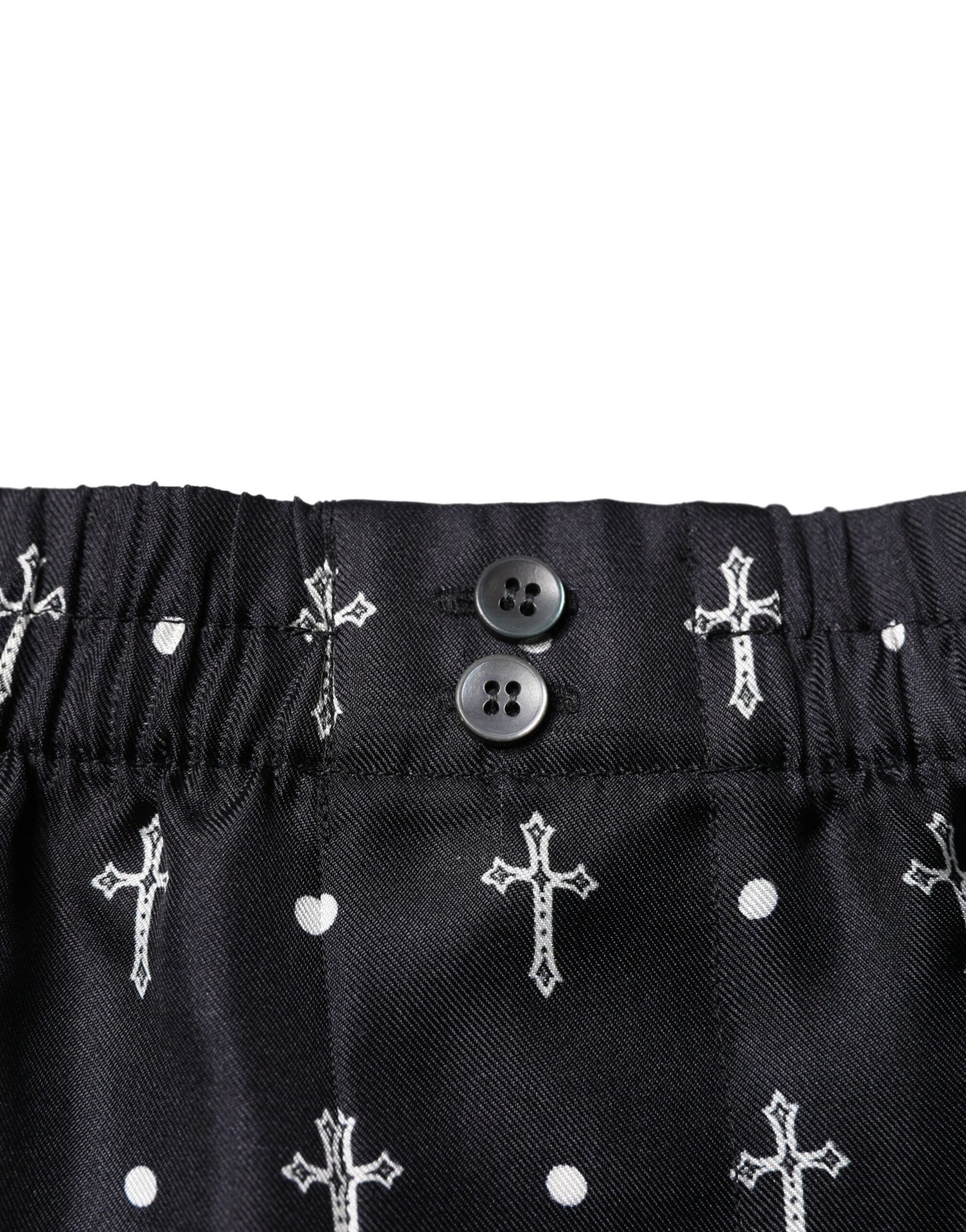 Dolce & Gabbana Schwarze Seide Bedruckte Strandbekleidung Shorts Bademode