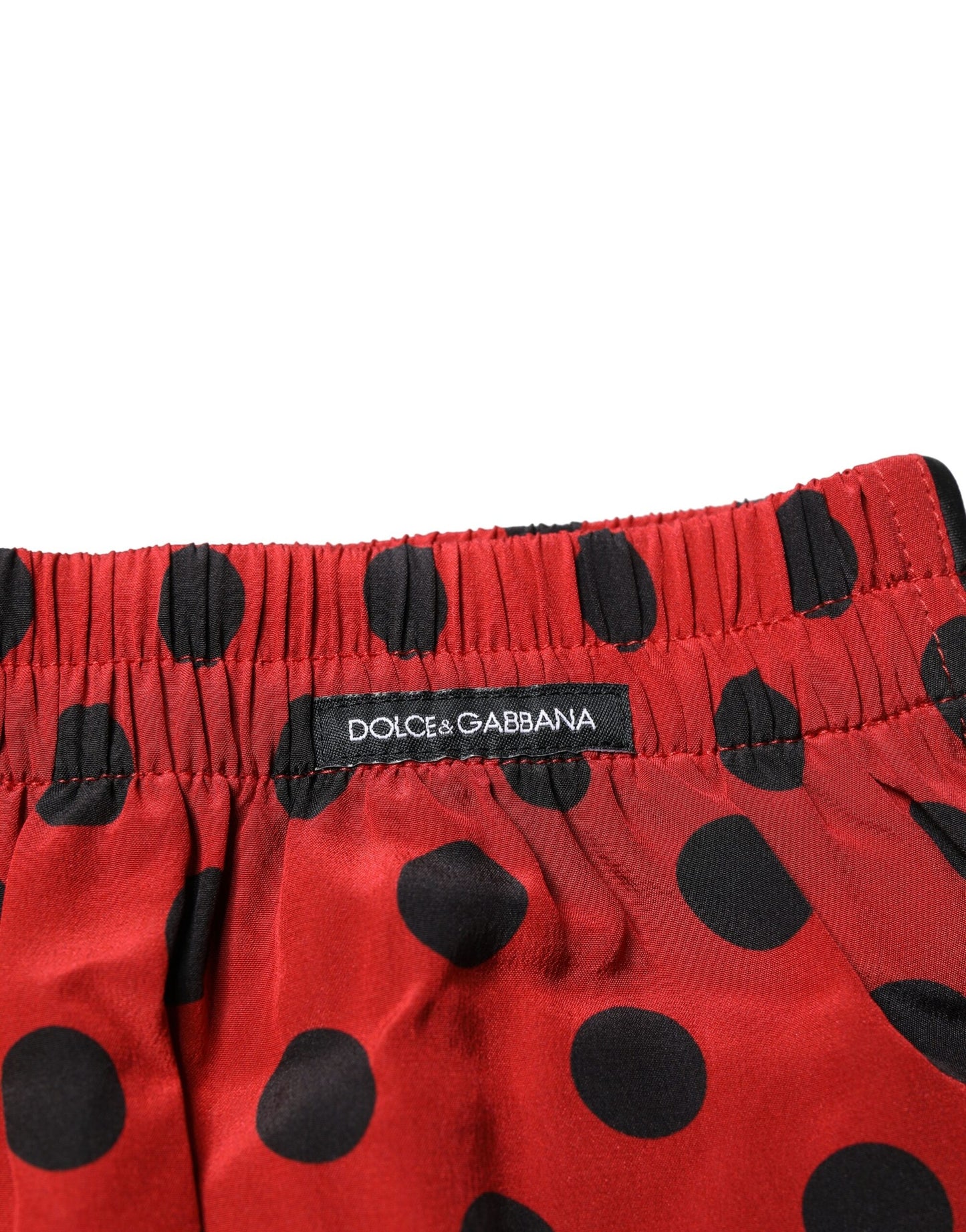 Dolce & Gabbana Rote Seide Polka Dot Beachwear Shorts Bademode