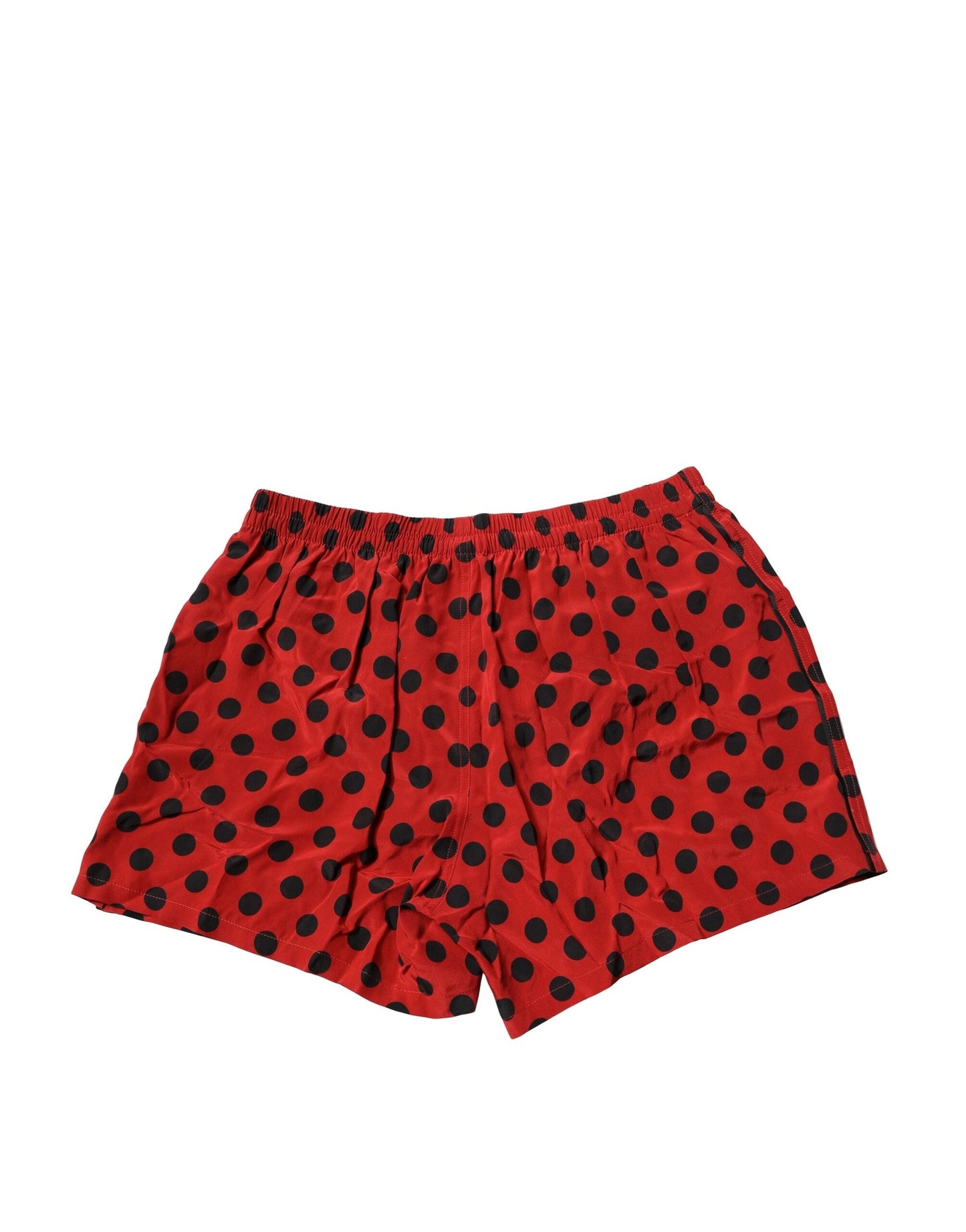 Dolce & Gabbana Rote Seide Polka Dot Beachwear Shorts Bademode