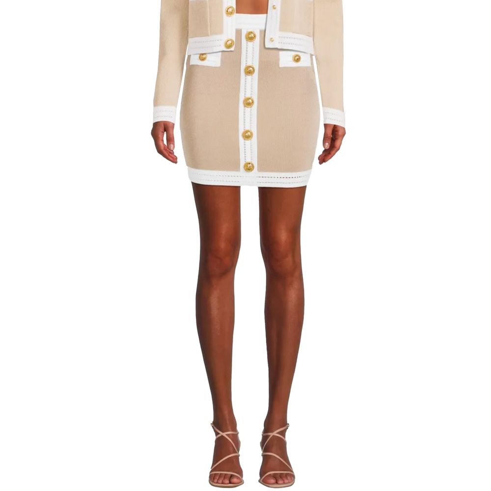 Balmain Beigefarbener Viskose-Rock