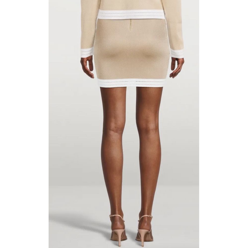 Balmain Beigefarbener Viskose-Rock