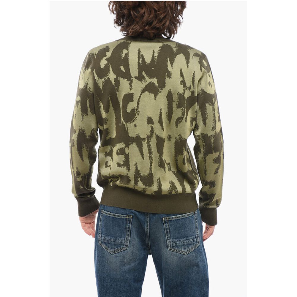 Alexander McQueen Pullover aus Wollmischung mit Rundhalsausschnitt und allover Jacquard-Logo