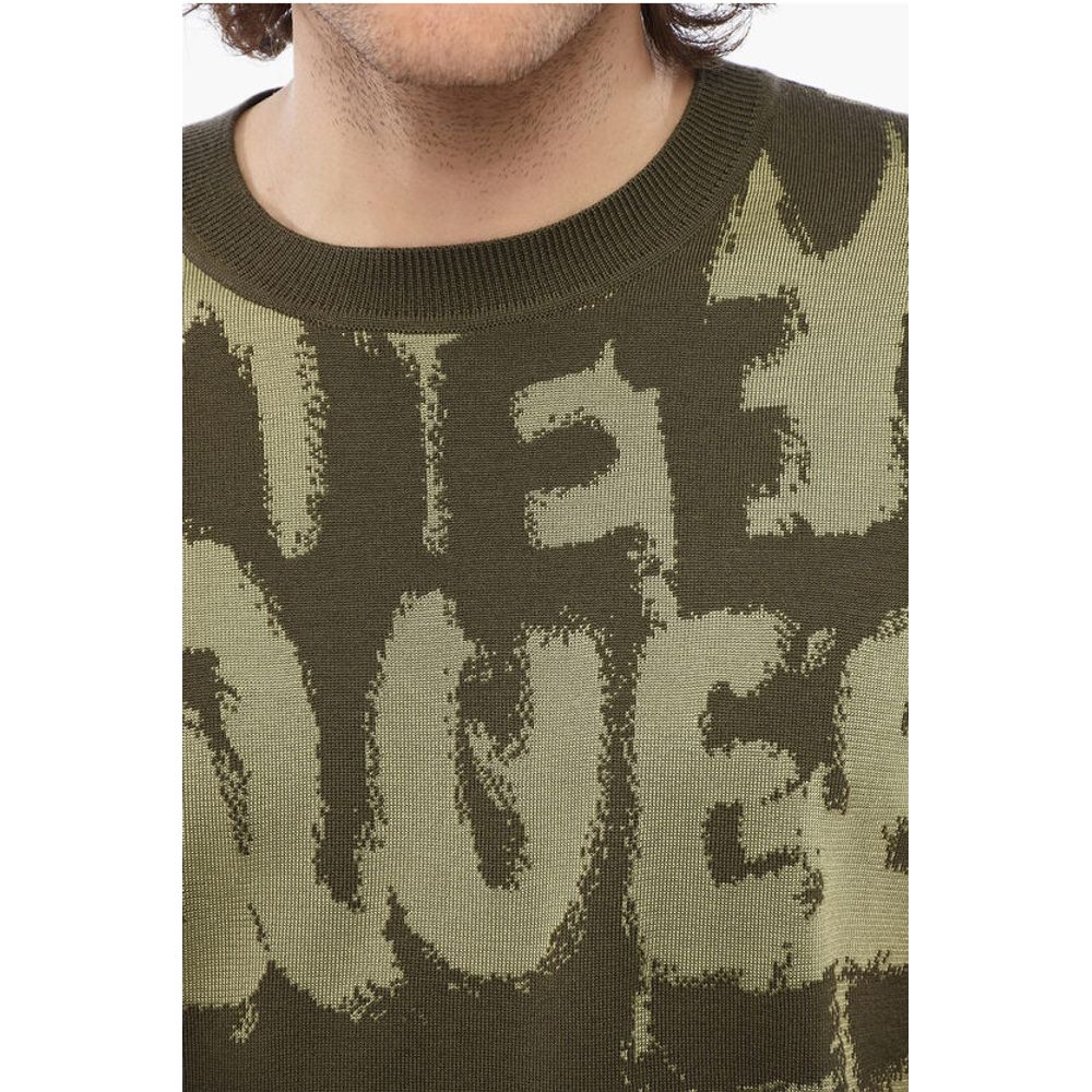 Alexander McQueen Pullover aus Wollmischung mit Rundhalsausschnitt und allover Jacquard-Logo