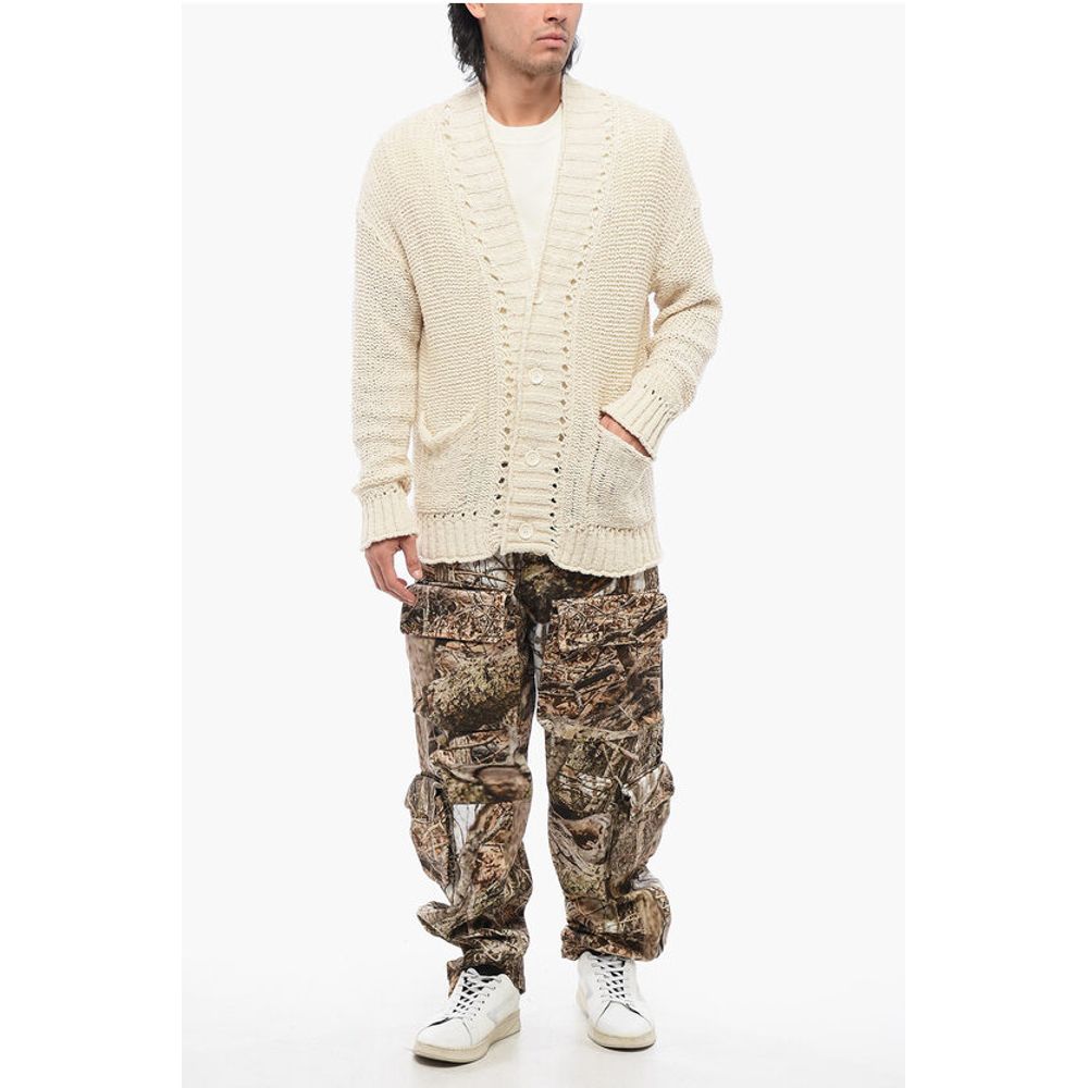 Roberto Collina Perforierte Baumwoll-Strickjacke mit V-Ausschnitt