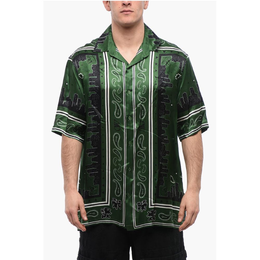 Off-White Satin BANDANA Bowling-Hemd