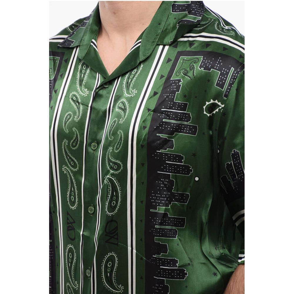 Off-White Satin BANDANA Bowling-Hemd