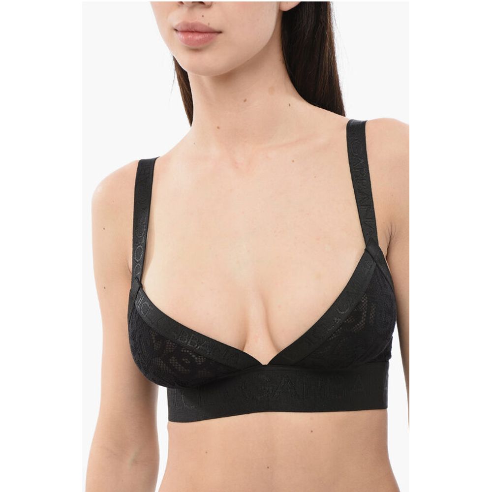 Dolce & Gabbana Spitzen-BH mit Logo und dehnbarem Band