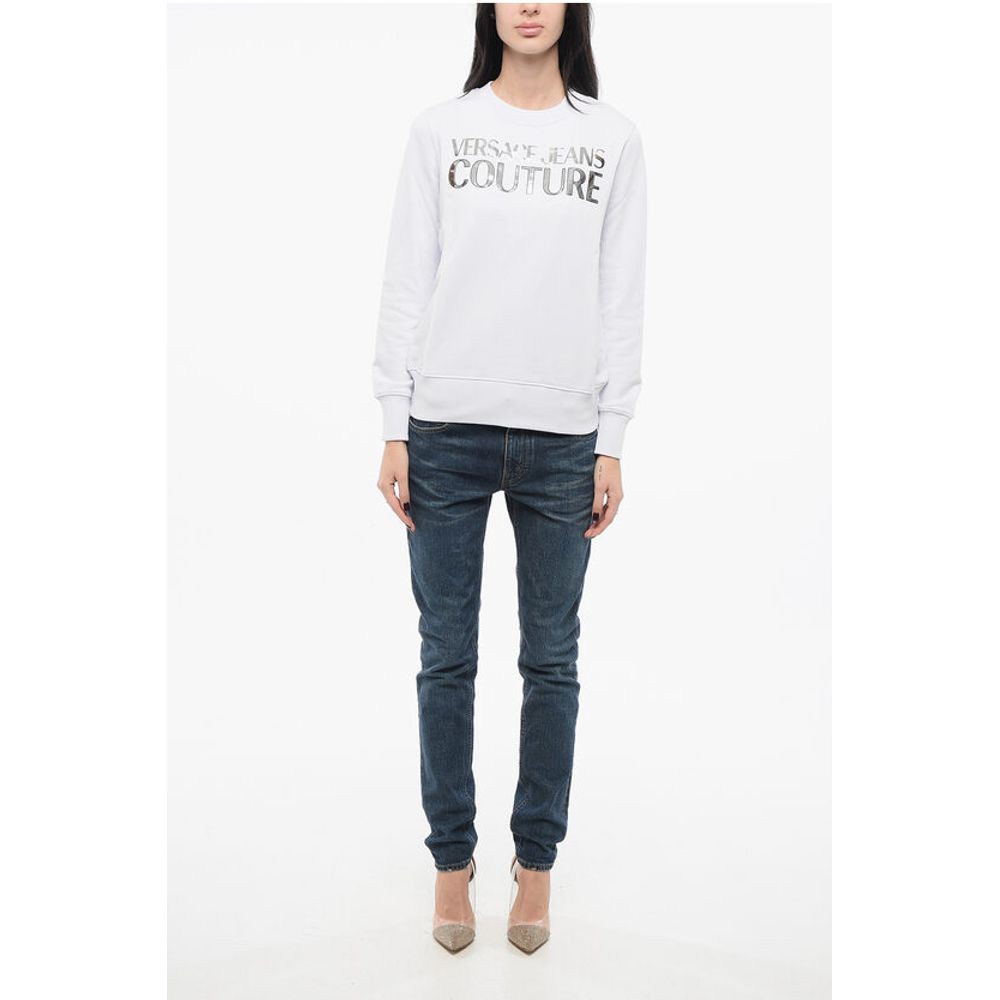 Versace JEANS COUTURE Sweatshirt mit Rundhalsausschnitt MIRROR und Lamè-Logo