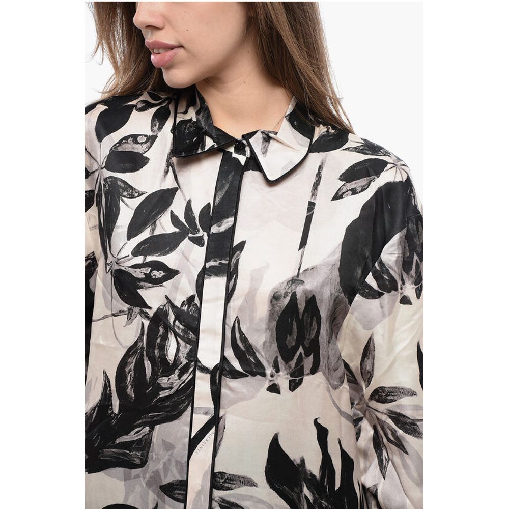 AllSaints Bluse mit Pflanzenmotiv aus Satin SOFI