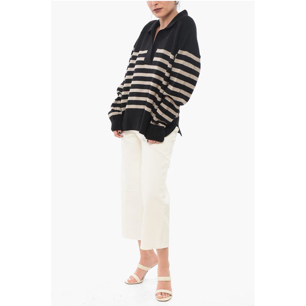 Rag&Bone Gestreifter Pullover aus Wollmischung mit Polokragen und Markise
