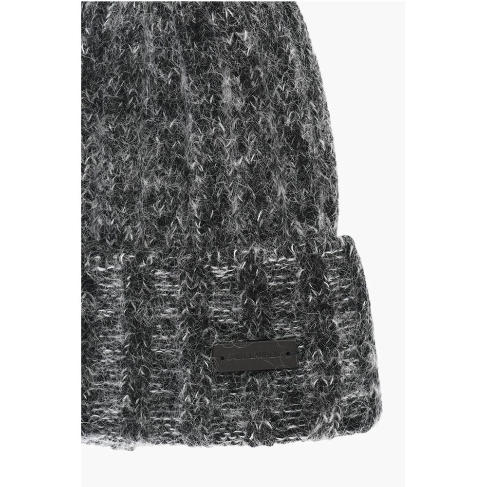 Saint Laurent Beanie aus Wollmischung mit Logoaufnäher