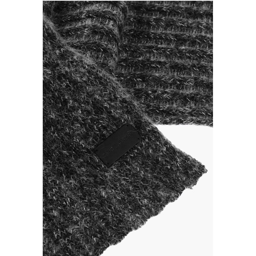 Saint Laurent Schal aus Wollmischung mit Logoaufnäher