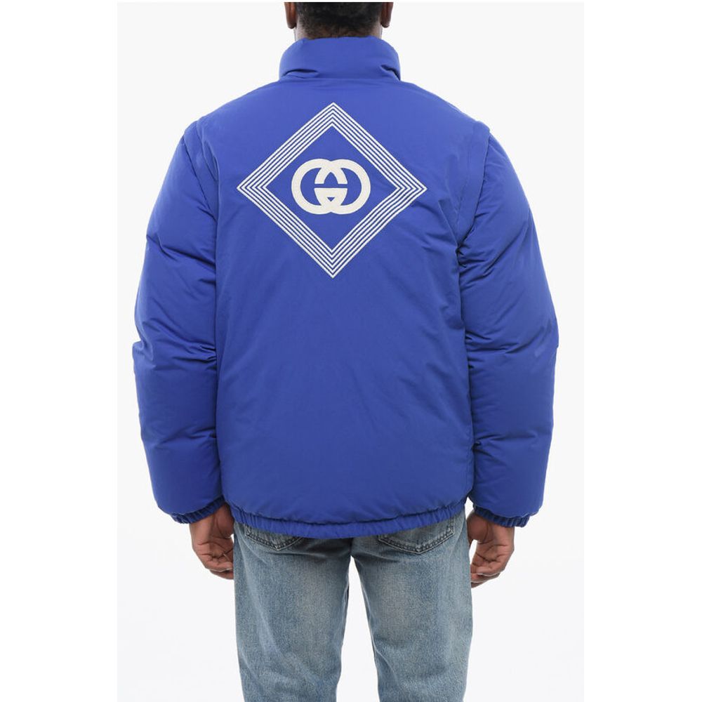 Gucci Nylon-Daunenjacke mit gesticktem Logo und abnehmbaren Ärmeln