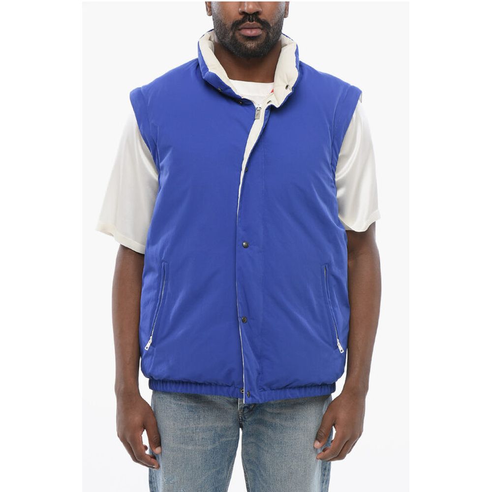 Gucci Nylon-Daunenjacke mit gesticktem Logo und abnehmbaren Ärmeln