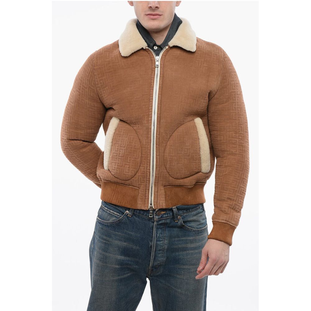 Balmain Bomberjacke aus Shearling mit Monogramm