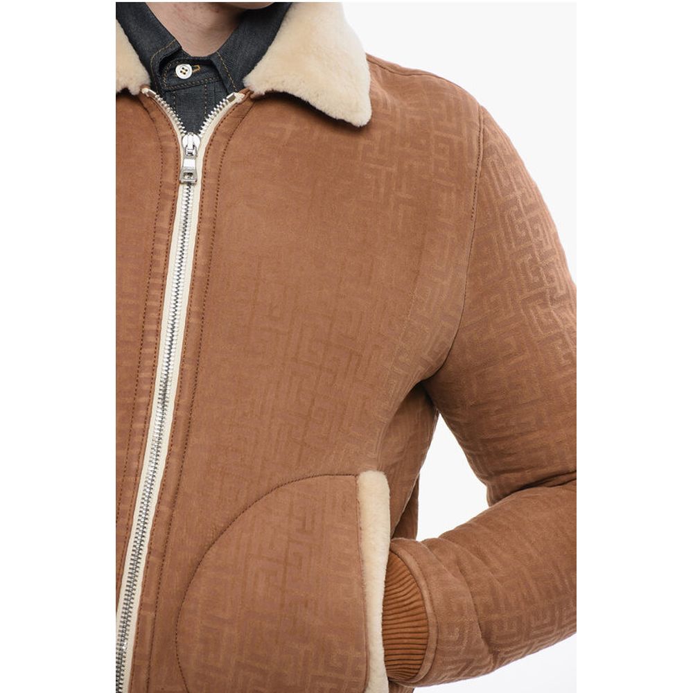 Balmain Bomberjacke aus Shearling mit Monogramm