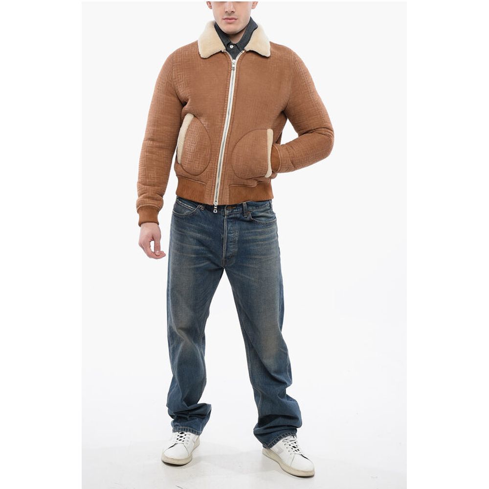 Balmain Bomberjacke aus Shearling mit Monogramm