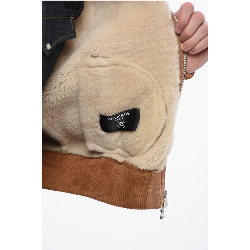 Balmain Bomberjacke aus Shearling mit Monogramm