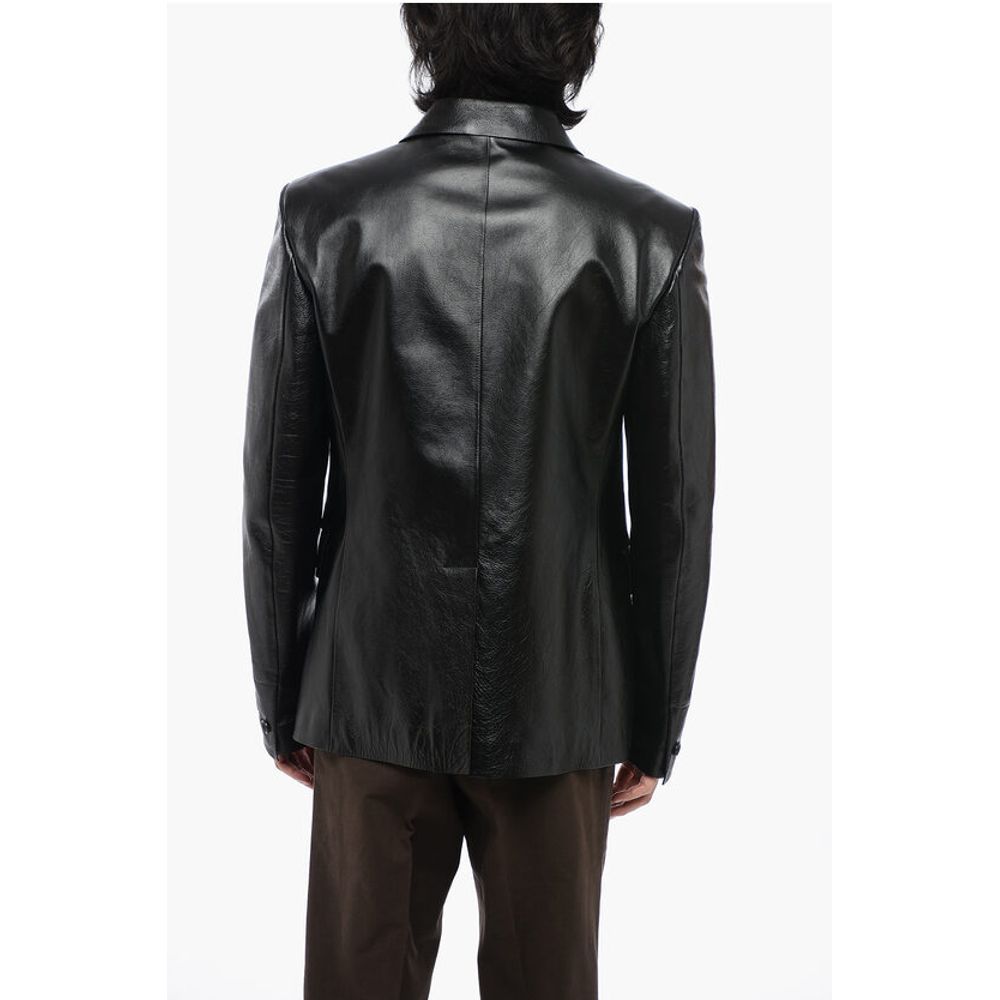 Versace Einreihiger Blazer aus gehämmertem Leder