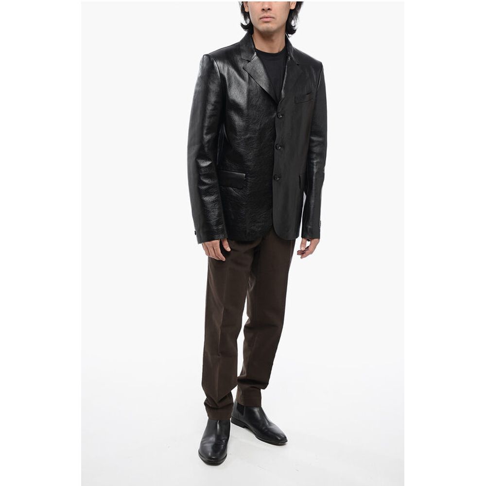 Versace Einreihiger Blazer aus gehämmertem Leder