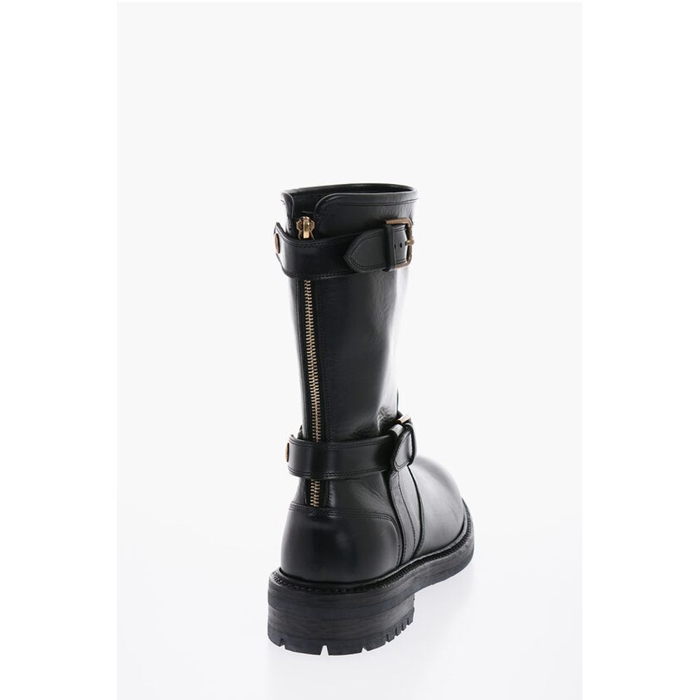 Dolce & Gabbana Lederstiefel mit Reißverschluss und Schnallen