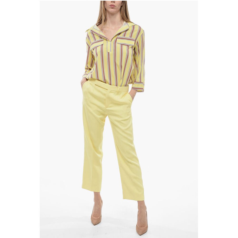 Chloé Hochtaillierte Seidenhose mit Bundfalten