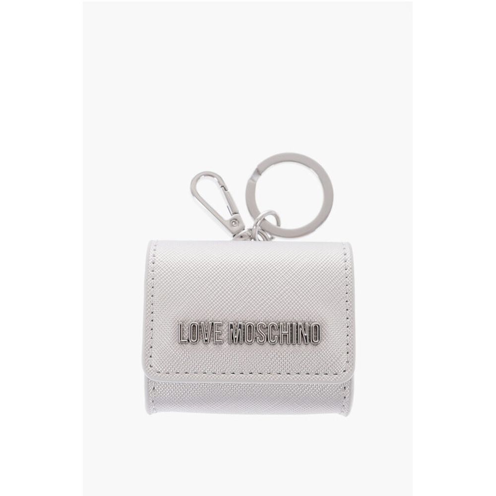 Moschino LOVE Saffiano-Kunstleder-Münzgeldbörse mit Schlüsselhalter