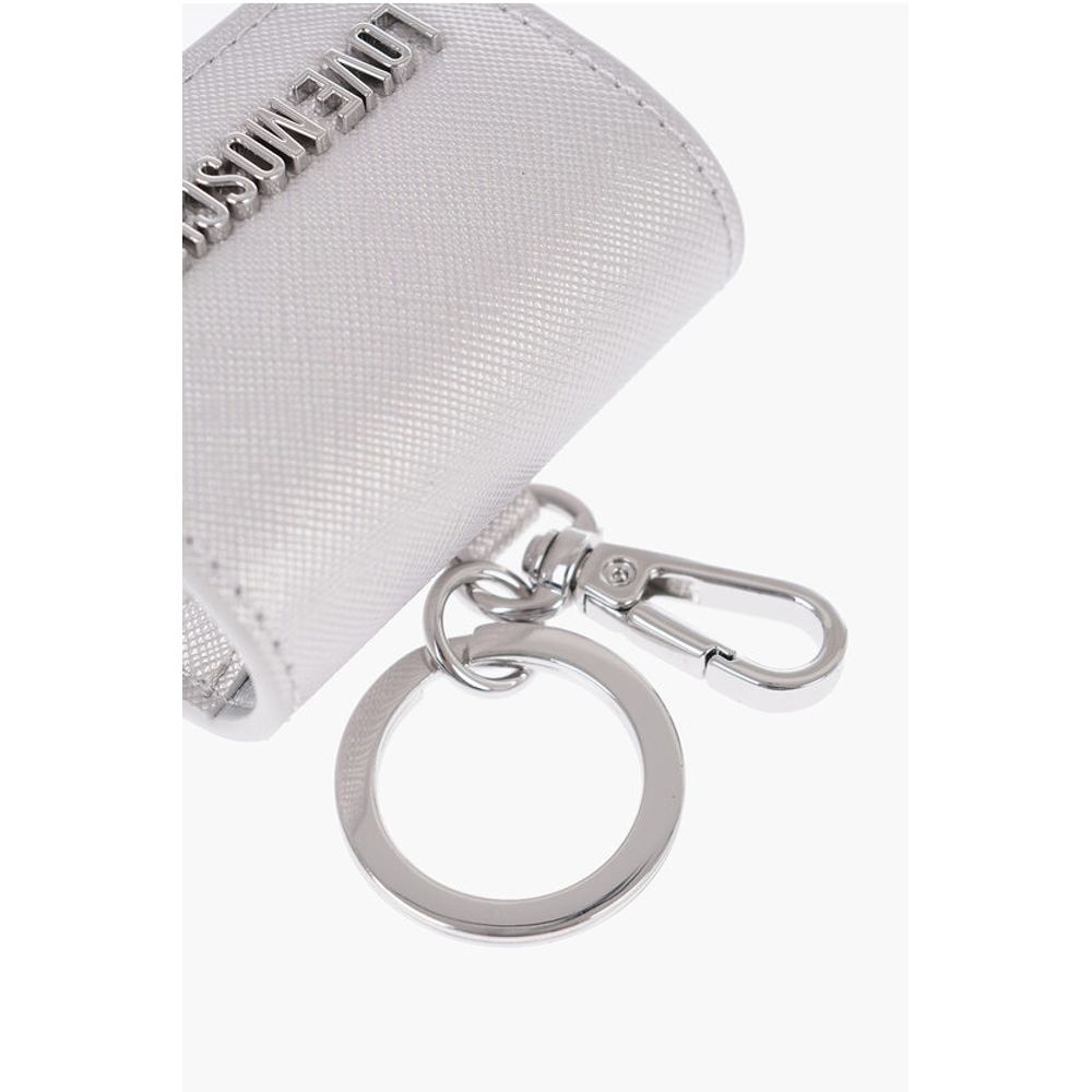 Moschino LOVE Saffiano-Kunstleder-Münzgeldbörse mit Schlüsselhalter
