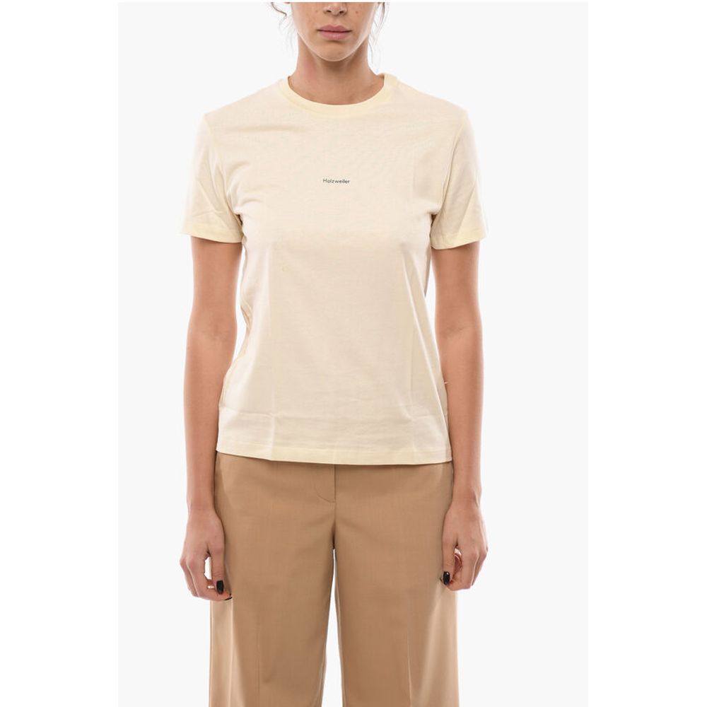 Holzweiler Unifarbenes SUZANA T-Shirt mit Rundhalsausschnitt und gedrucktem Logo