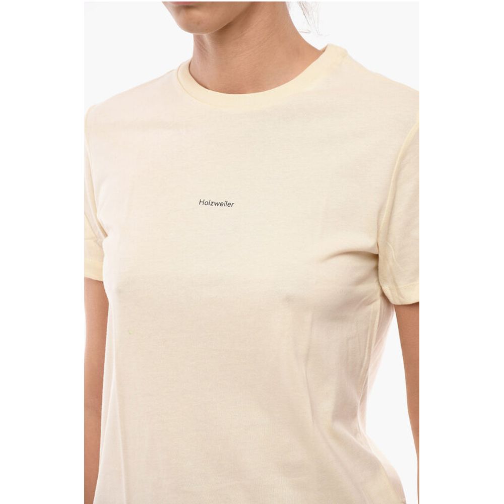 Holzweiler Unifarbenes SUZANA T-Shirt mit Rundhalsausschnitt und gedrucktem Logo