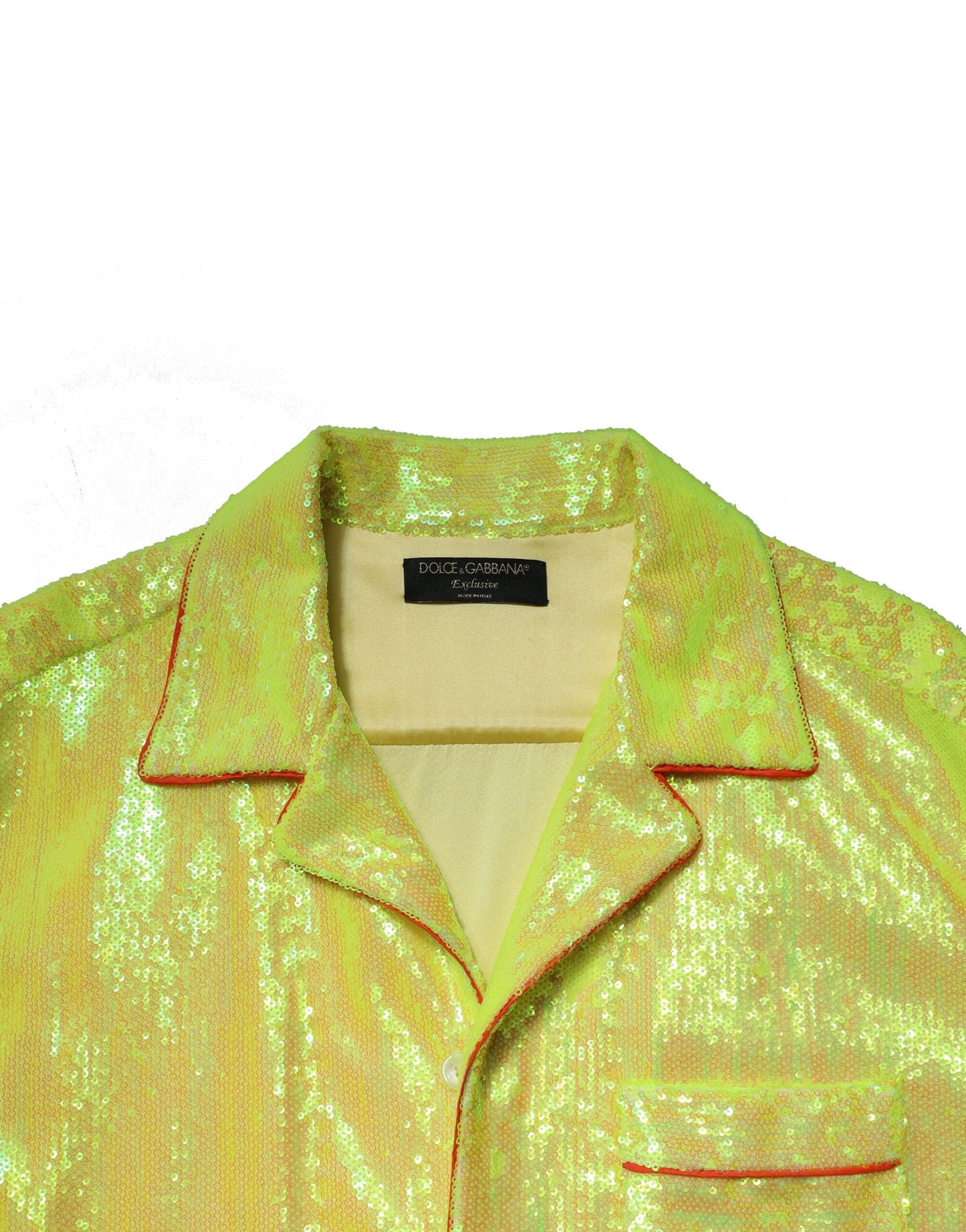 Dolce & Gabbana Gelbes Pailletten-Polyester-Lounge-Luxushemd