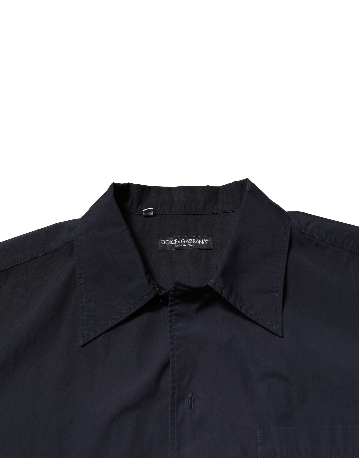 Dolce & Gabbana Dunkelblaues Baumwollhemd mit kurzen Ärmeln Freizeithemd