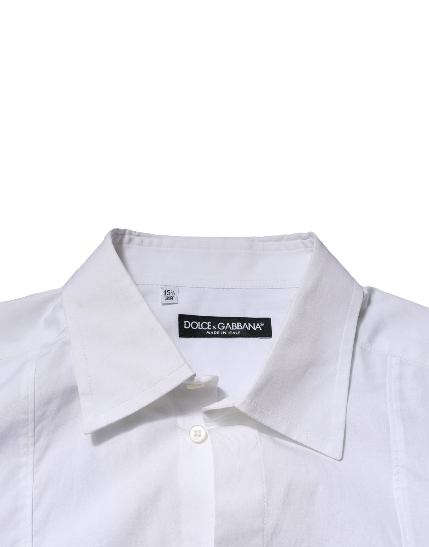 Dolce & Gabbana Weißes Popeline-Baumwollhemd für formelle Herren