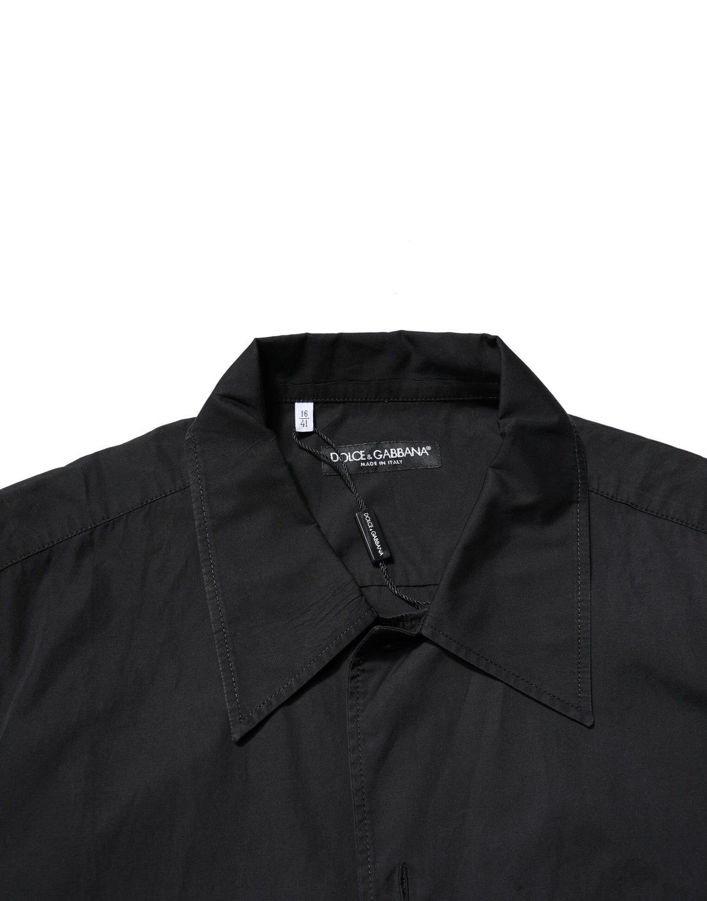 Dolce & Gabbana Schwarzes Baumwollhemd mit kurzen Ärmeln und Knopfleiste