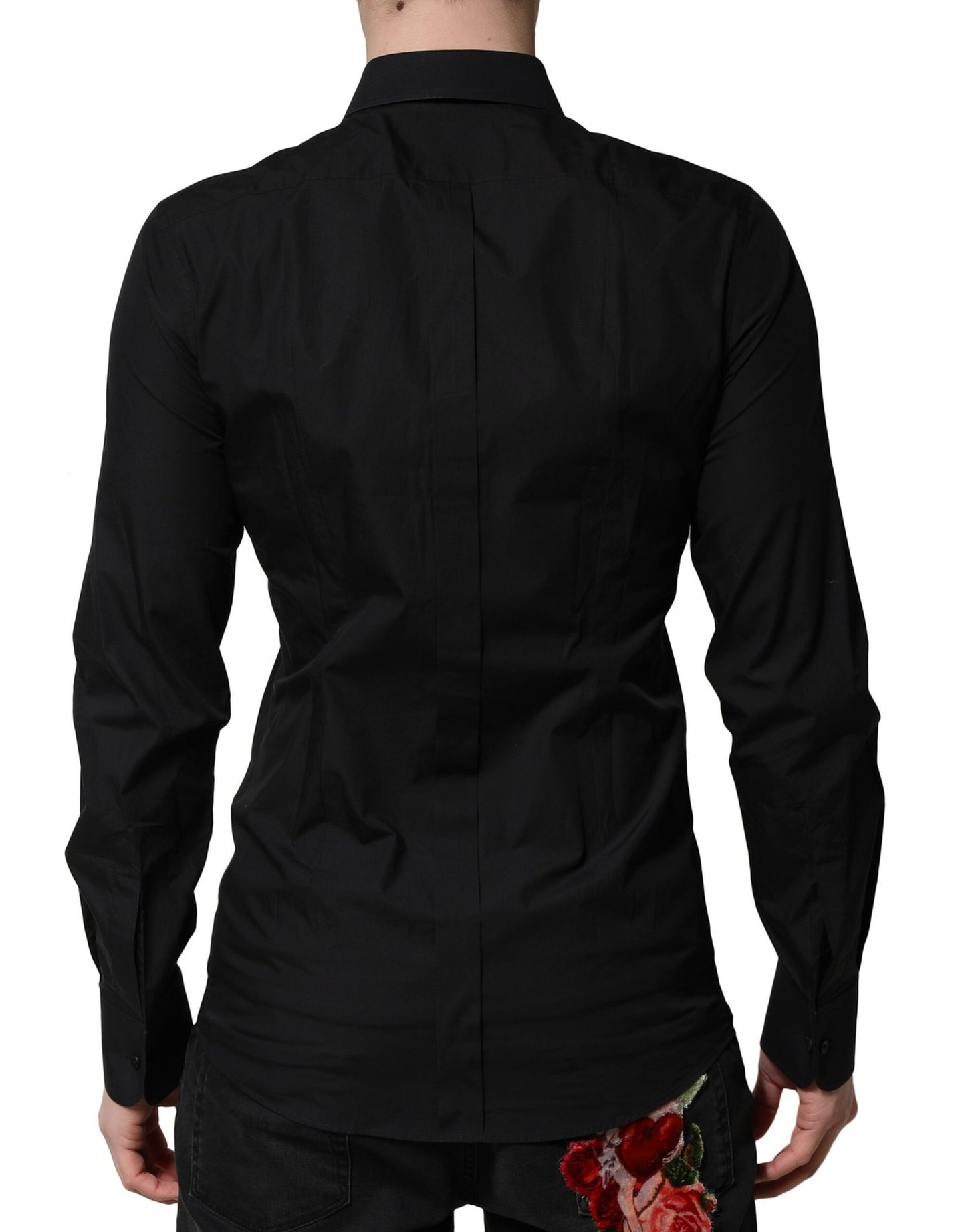 Dolce & Gabbana Schwarzes GOLD Langärmeliges Kleid Formales Hemd